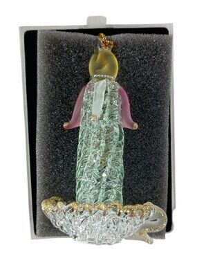 Sterling Christmas Glass Ornament 3.5" Hand Spun Glass Candle